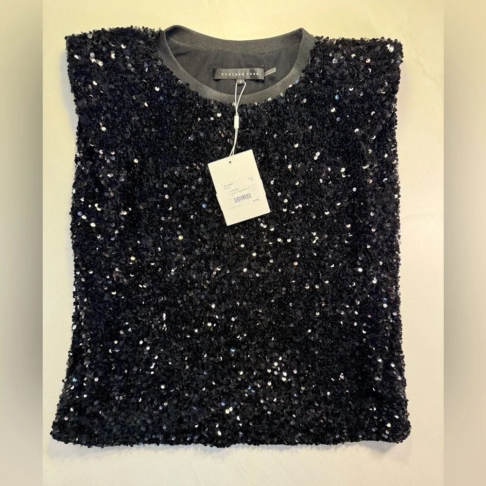 Endless Rose Sequin Embellished Tank Top | Black | Size Small | NWT - Picture 2 of 10